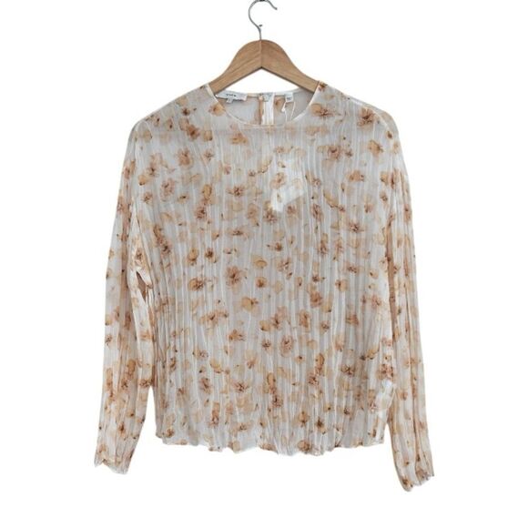 Vince Pressed Petal Long Sleeve Blouse in Off White, Size Small, NWT - Picture 6 of 13
